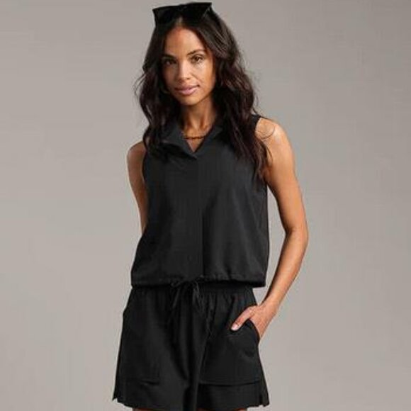 RHONE Women's Mirage Sleeveless Notch Collar Blouse Size XS In Black - Picture 1 of 10